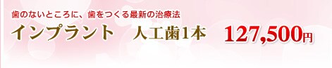 インプラント 人工歯1本 127,500円