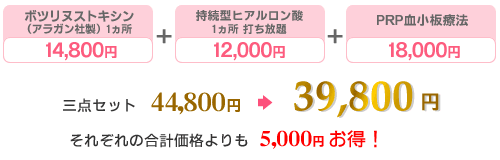 プチ若返り セット(ボトックス、ヒアルロン酸、PRP血小板療法)