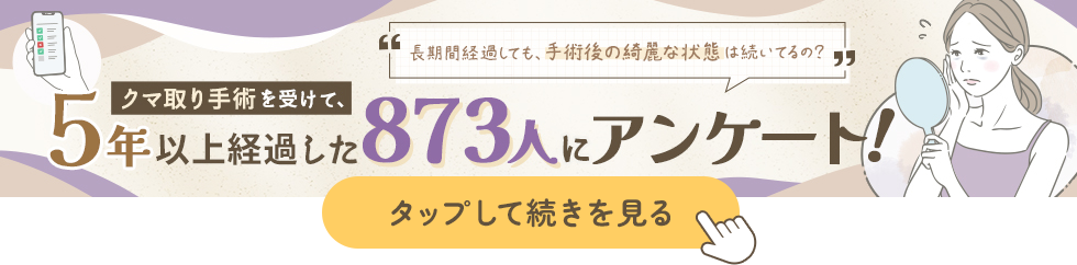 クマ取り手術を受けて、5年以上経過した873人にアンケート！