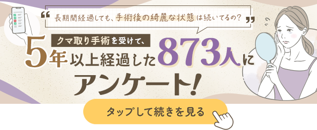 クマ取り手術を受けて、5年以上経過した873人にアンケート！