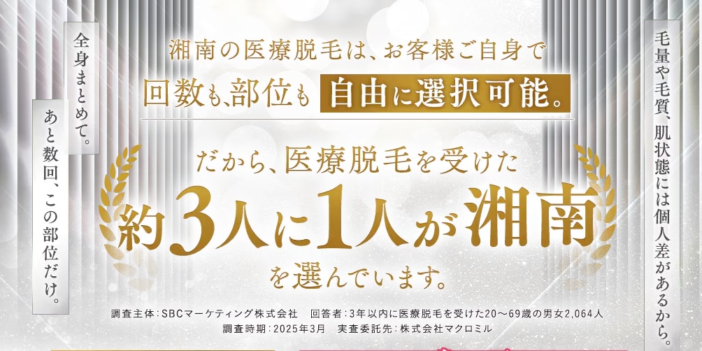 近隣のエステサロンにはない医療脱毛ならではの高い効果