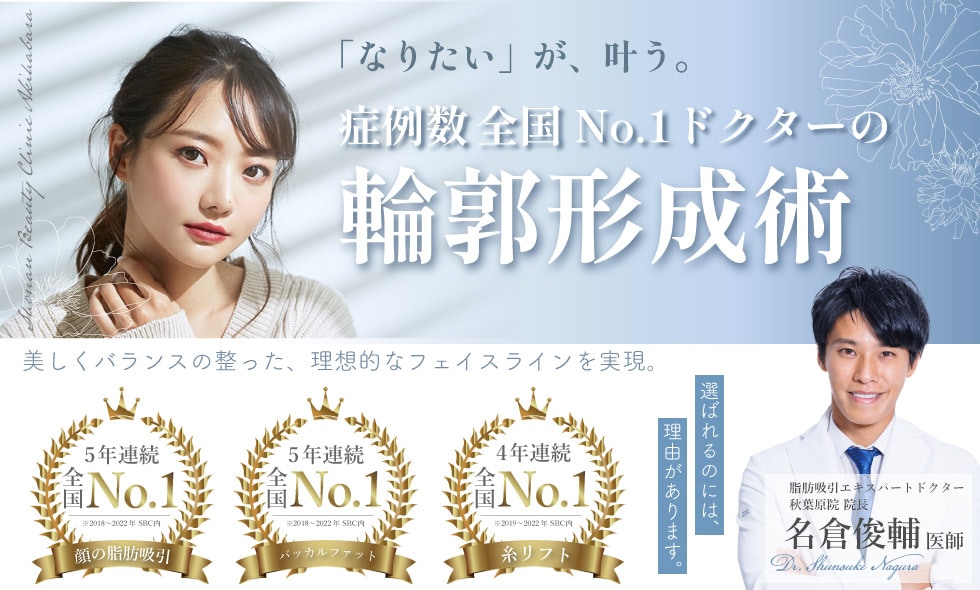 「なりたい」が、かなう。症例数全国No.1ドクターの輪郭形成術