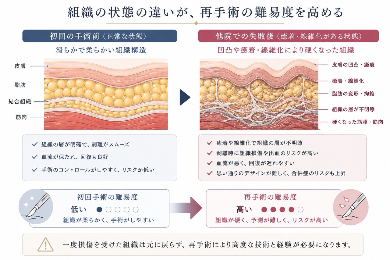 安易な選択がもたらすリスクと再手術に駆け込む患者様の現状<br />
