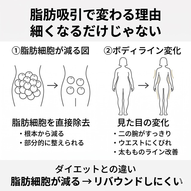同じ脂肪吸引でも結果が変わる理由<br />
