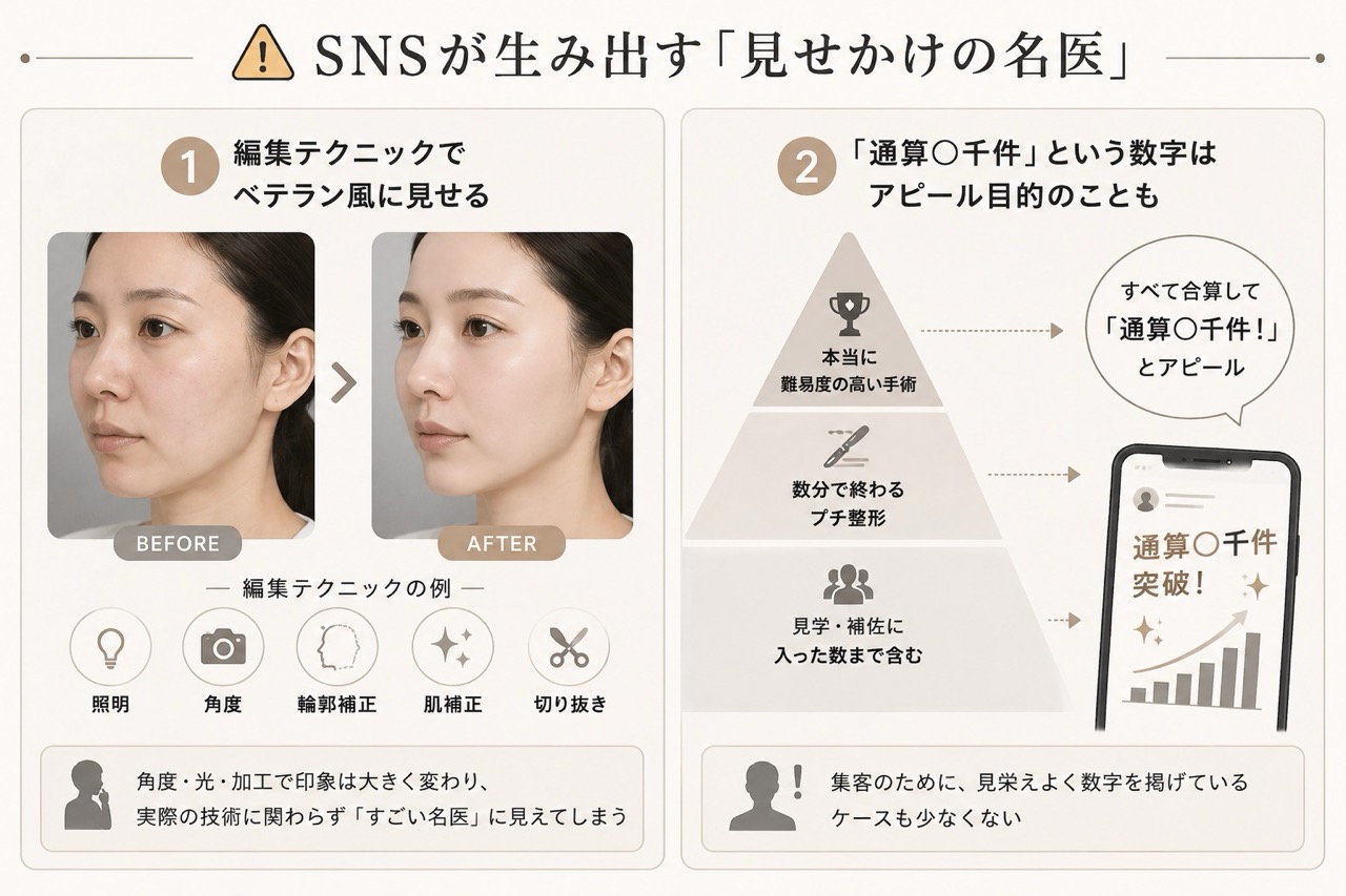 ⚠️ SNSが生み出す「見せかけの名医」<br />
