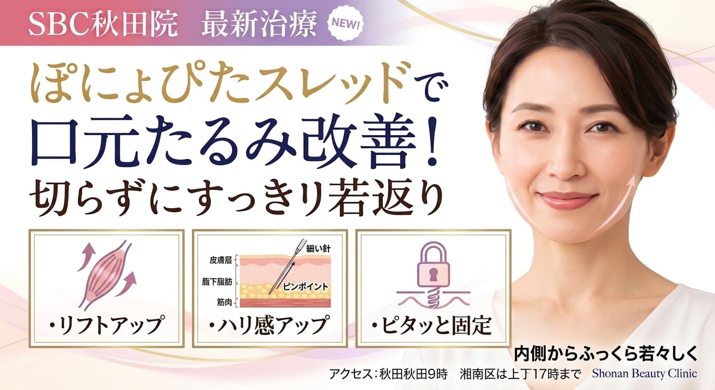 ぽにょぴたスレッドで口元たるみ改善!秋田駅徒歩1分