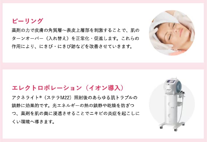 ピーリング+エレクトロポレーション(イオン導入)