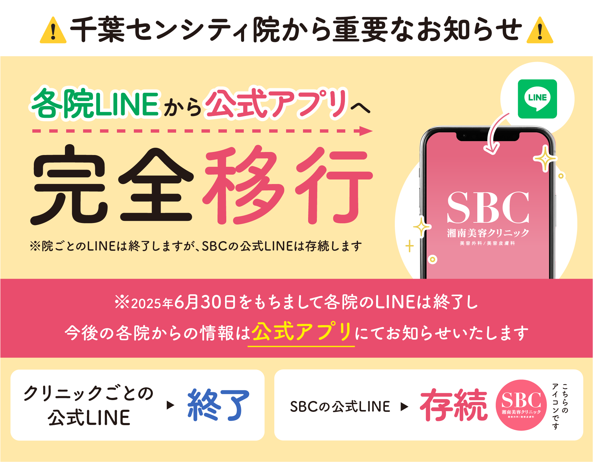 お得情報は「SBC公式アプリへ」