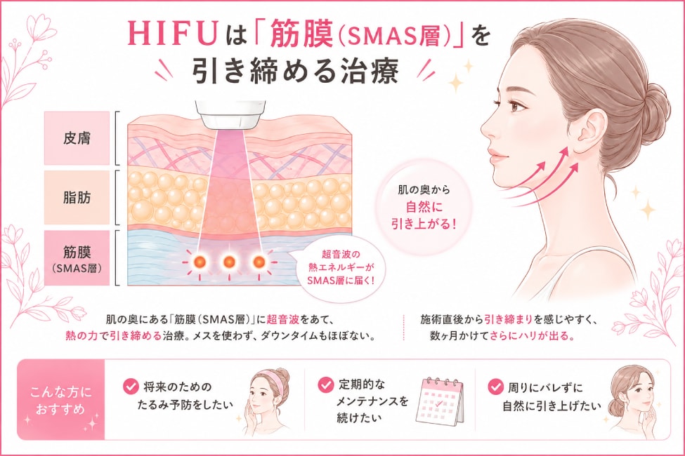 HIFU（ハイフ）：予防・軽度たるみに