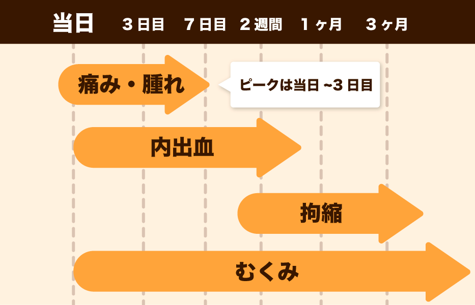 部位によってダウンタイムの長さは変わる