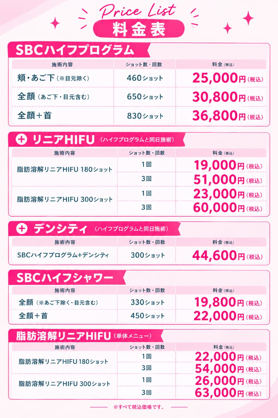 料金表