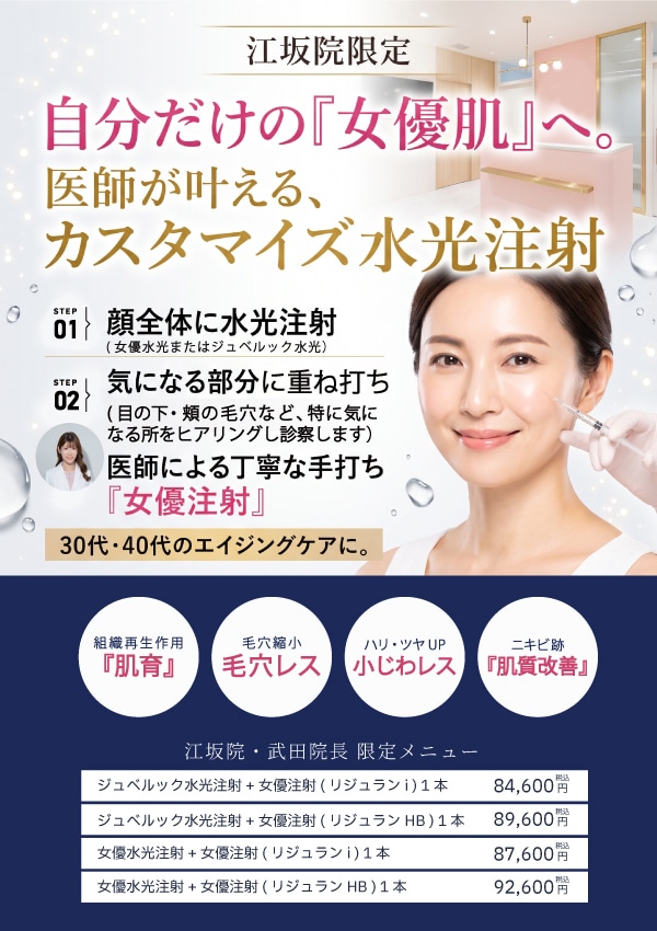 水光注射＆医師の手打ち女優注射の重ね打ち