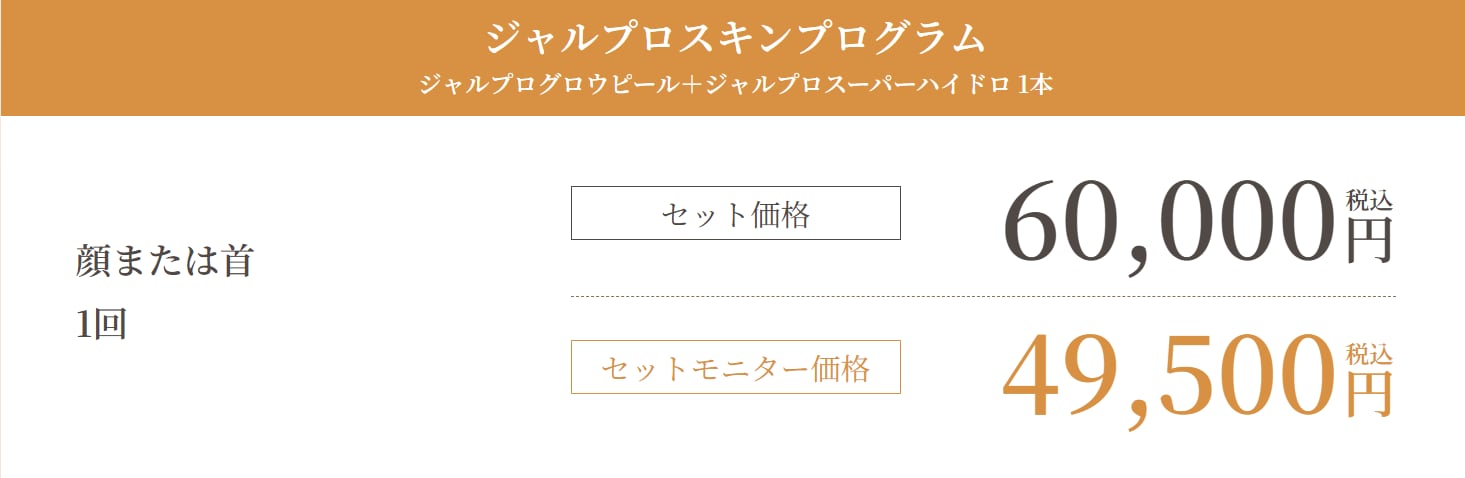 ジャルプロスキンプログラム料金表