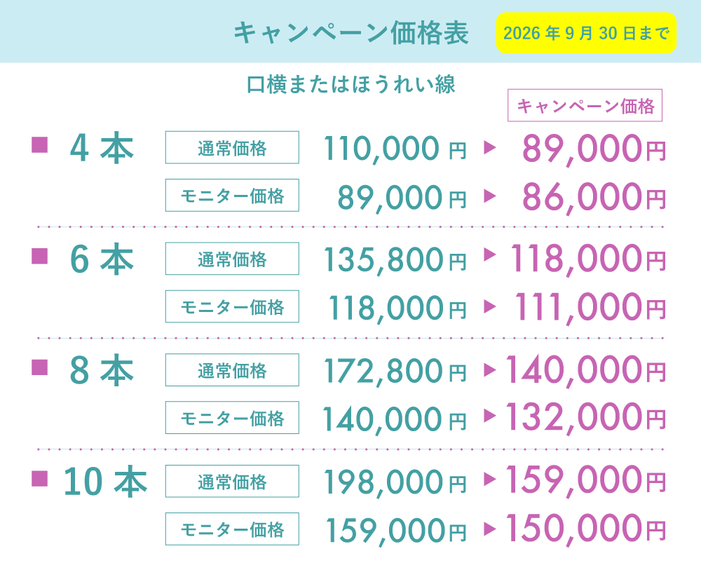 キャンペーン価格表