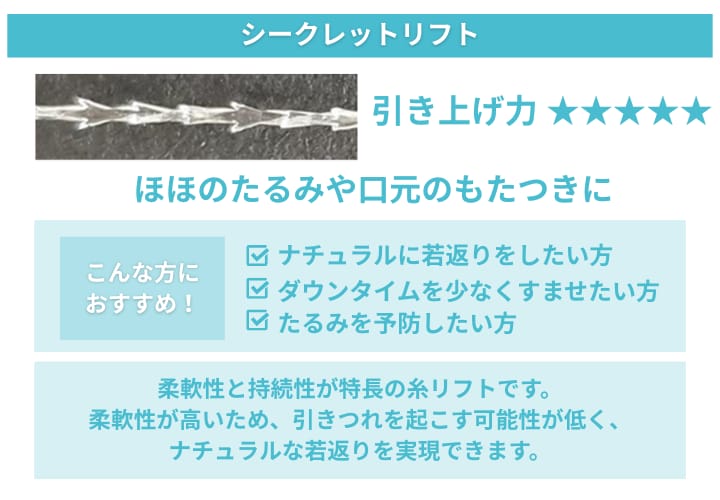 シークレットリフト　引き上げ力：★★★★★<br />
