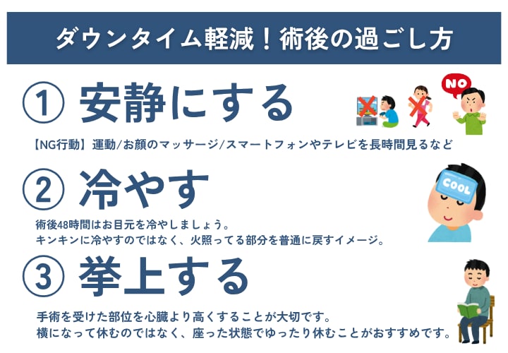 ④ ダウンタイムの過ごし方は？