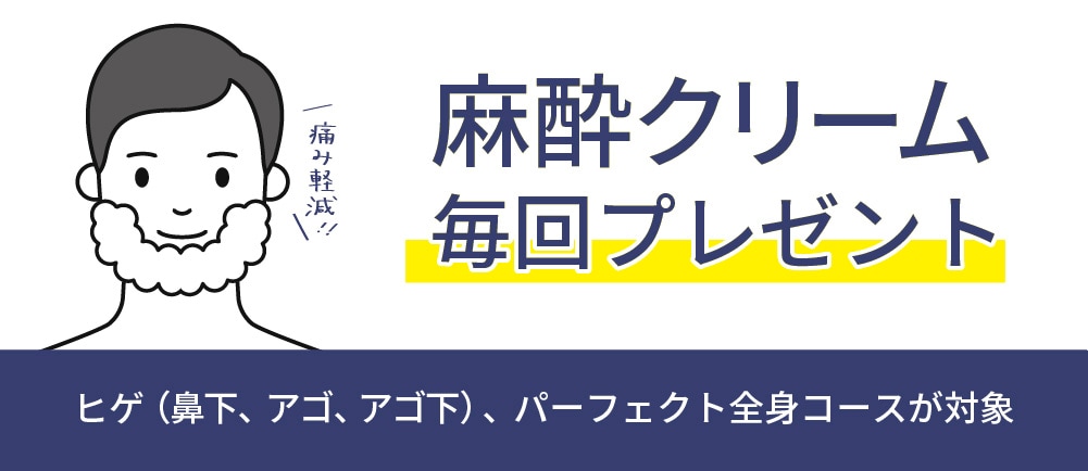 対象コースご契約で毎回麻酔クリームプレゼント！