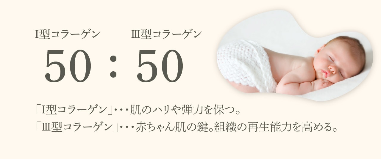 １．赤ちゃん肌の鍵「Ⅲ型コラーゲン」が豊富