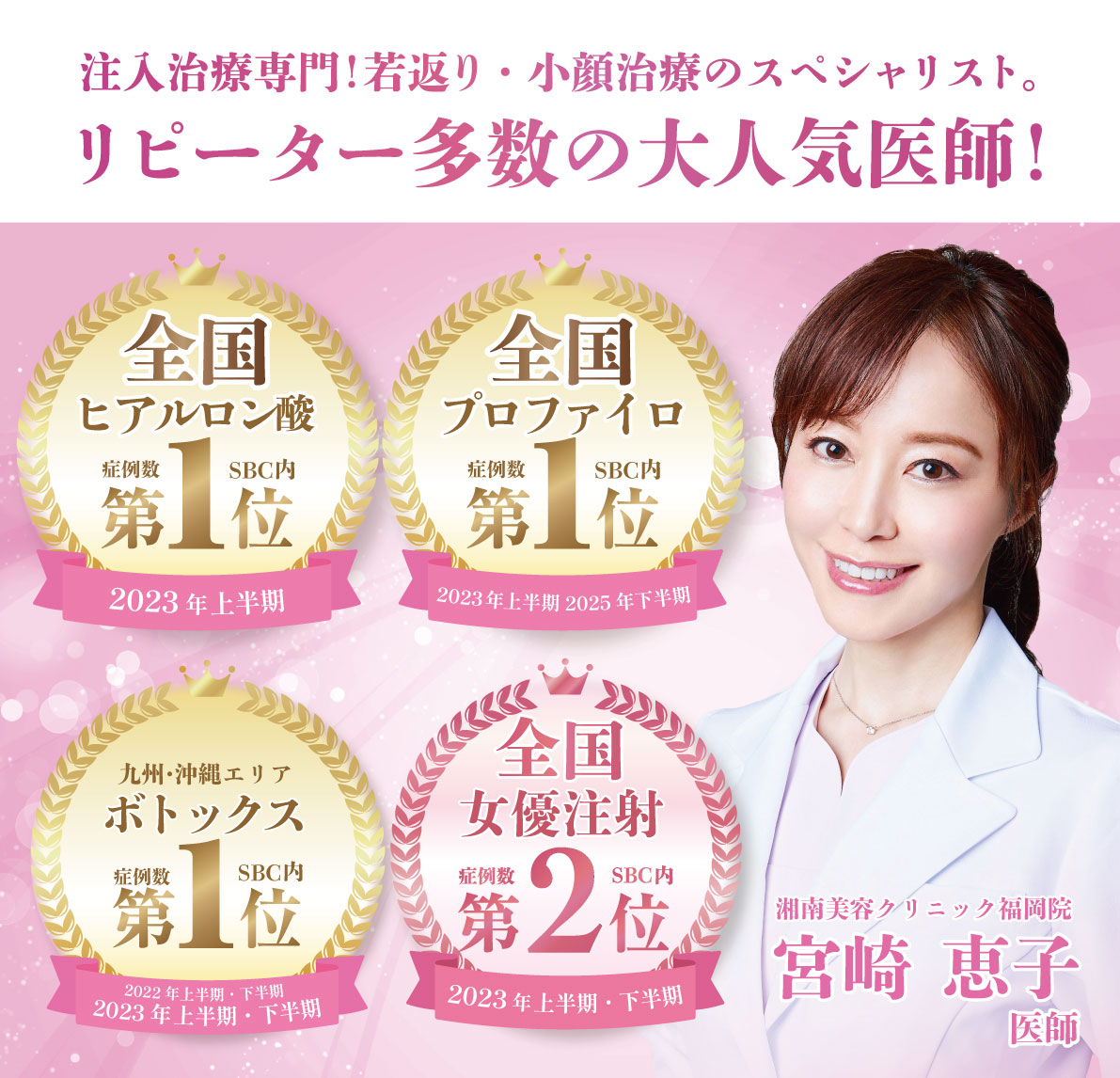 注入治療のスペシャリスト、宮崎恵子医師にご相談ください✨