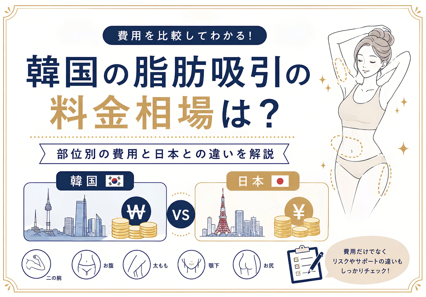 韓国の脂肪吸引の料金相場は？部位別の費用と日本との違いを解説