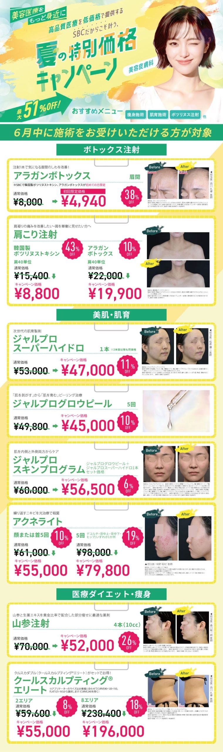 美容皮膚科メニュー