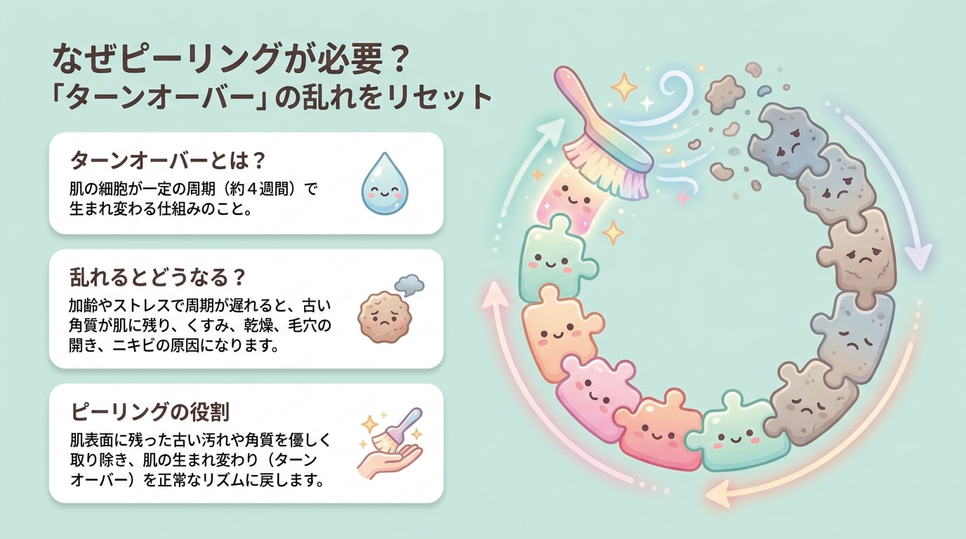 なぜピーリングが必要?ターンオーバーの乱れをリセット