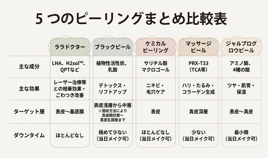 ピーリング選び方早見チャート(最新版)