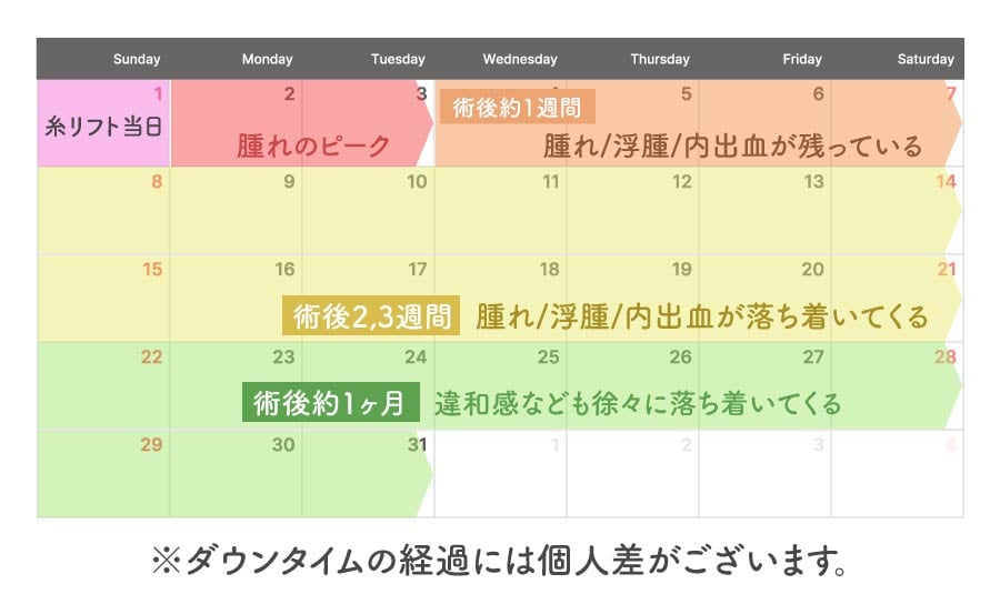 【1ヶ月の回復スケジュール】