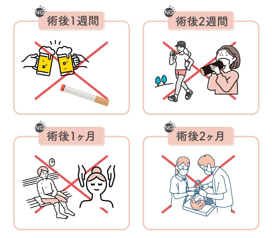 施術後〜数日間/数ヶ月はNGなこと【腫れや痛みを悪化させないために】