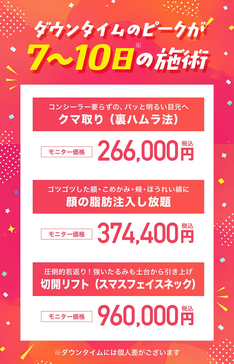 ダウンタイム：7~10日