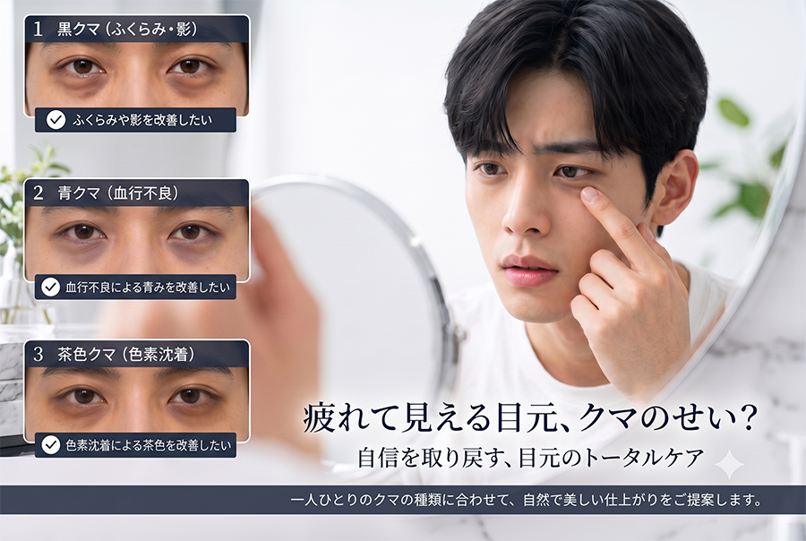 実は目元のお悩みは男性にも多いんです！