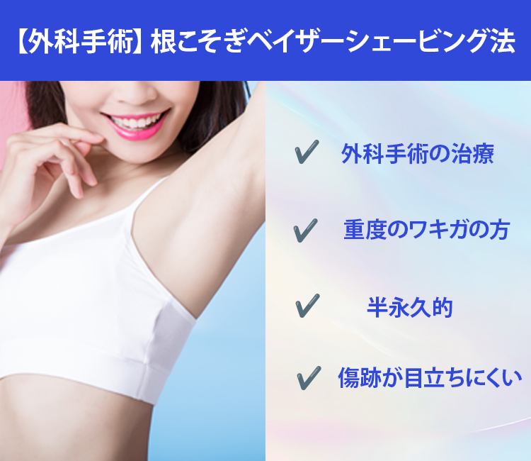 【頑固なニオイ・多汗症を外科手術で解消。】根こそぎベイザーシェービング法