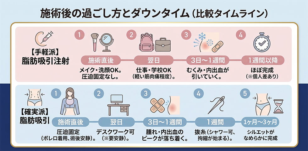 施術後の過ごし方（比較タイムライン）