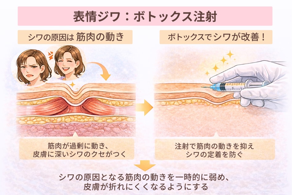 ボトックスで「表情ジワ（筋肉）」を改善