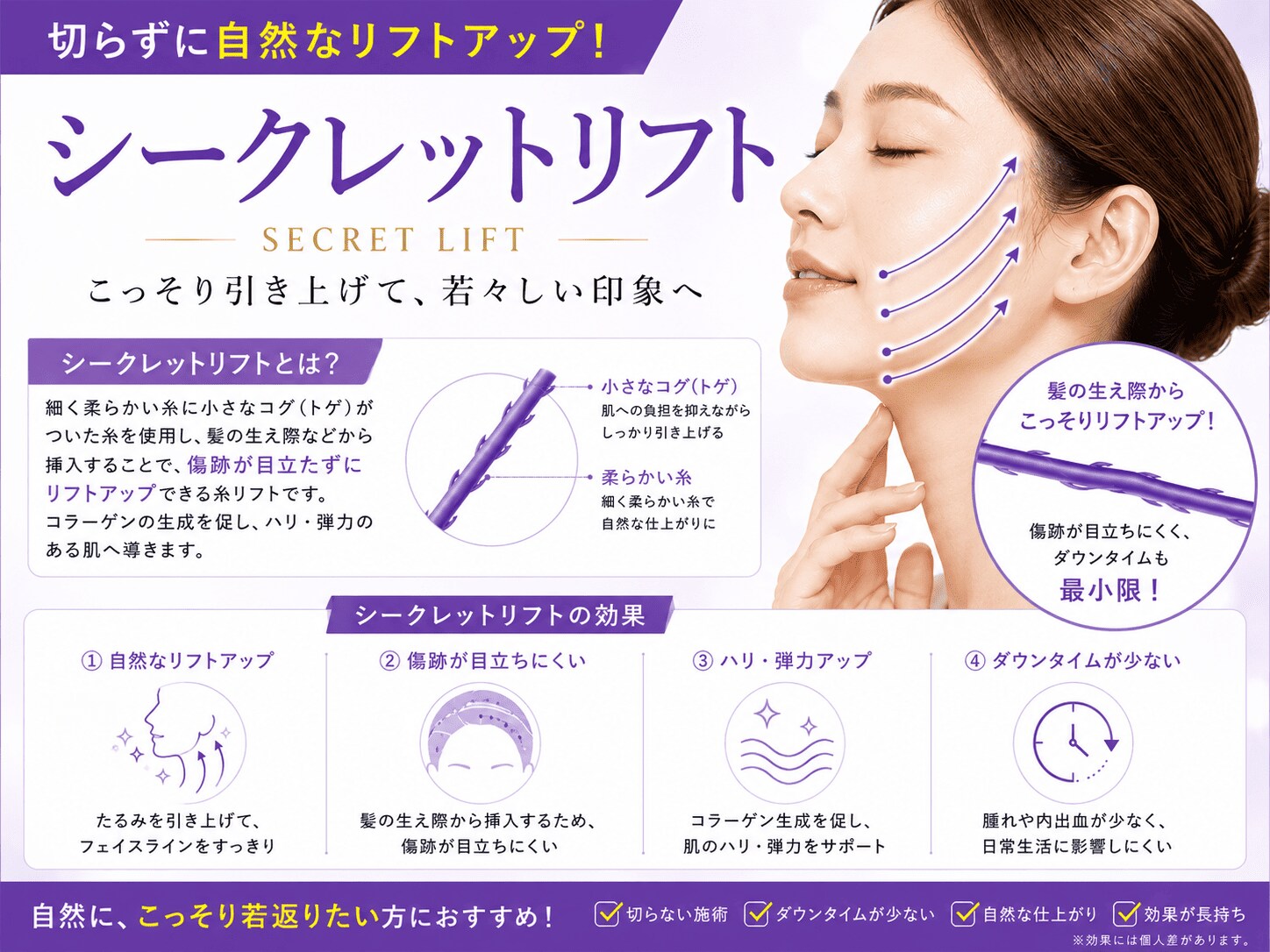 シークレットリフト｜ダウンタイムを抑えた自然な若返り