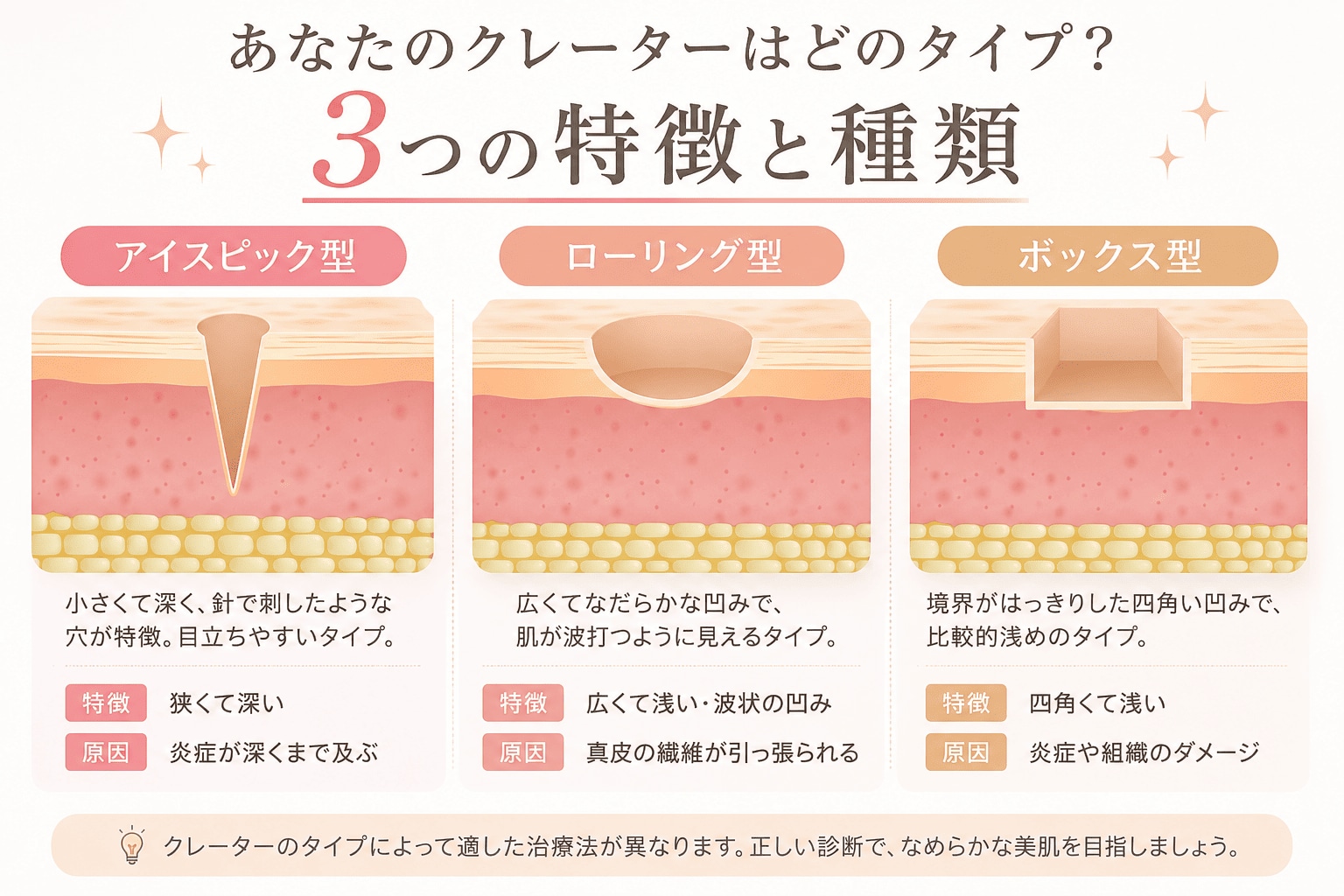あなたのクレーターはどのタイプ？3つの特徴と種類