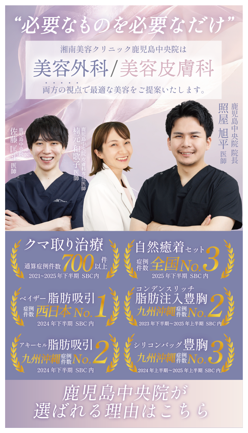 美容外科治療・美容皮膚科治療をするなら湘南美容クリニック鹿児島中央院へ