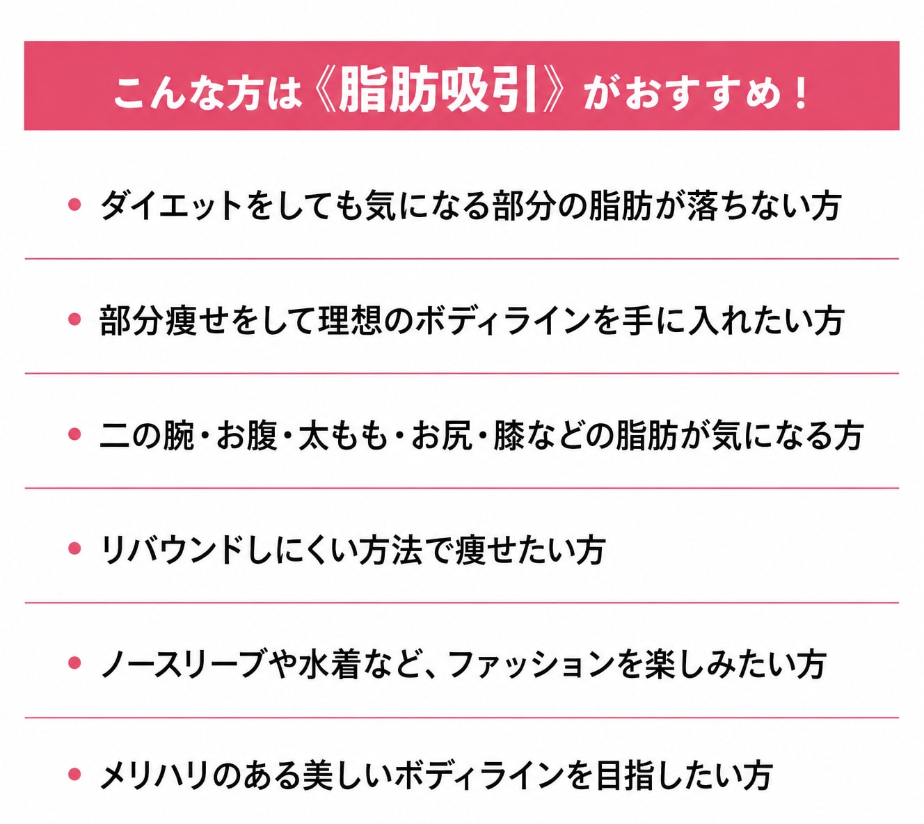 脂肪吸引はこんな方に向いています◎