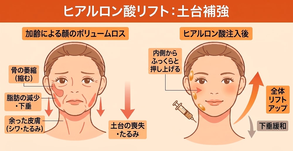 骨と脂肪の減少を補う「ヒアルロン酸リフト」の仕組み