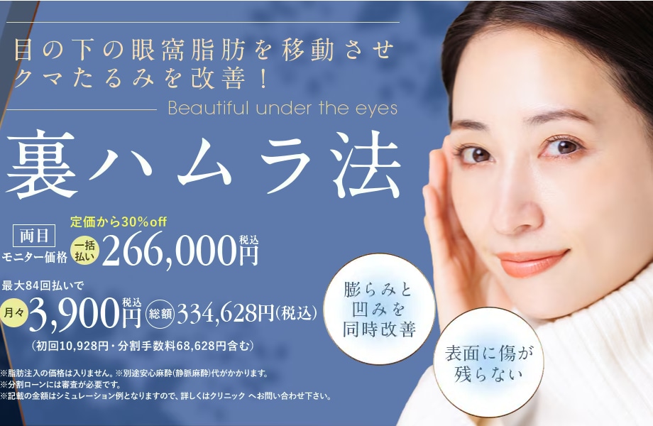 目の下のクマ取り・たるみ解消!「裏ハムラ法」でふくらみと影を同時に解決【傷跡が目立たない】