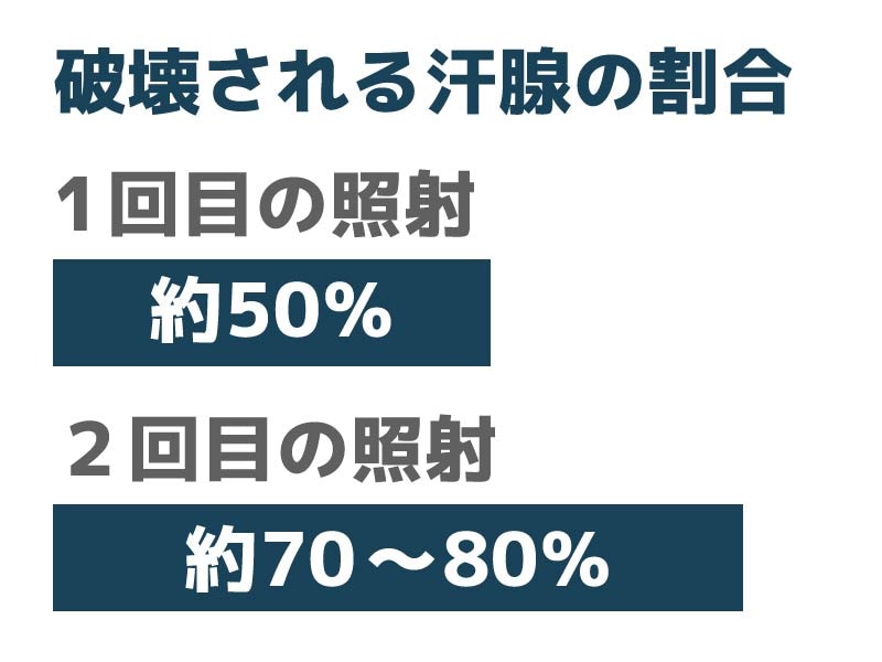 破壊される汗腺の割合