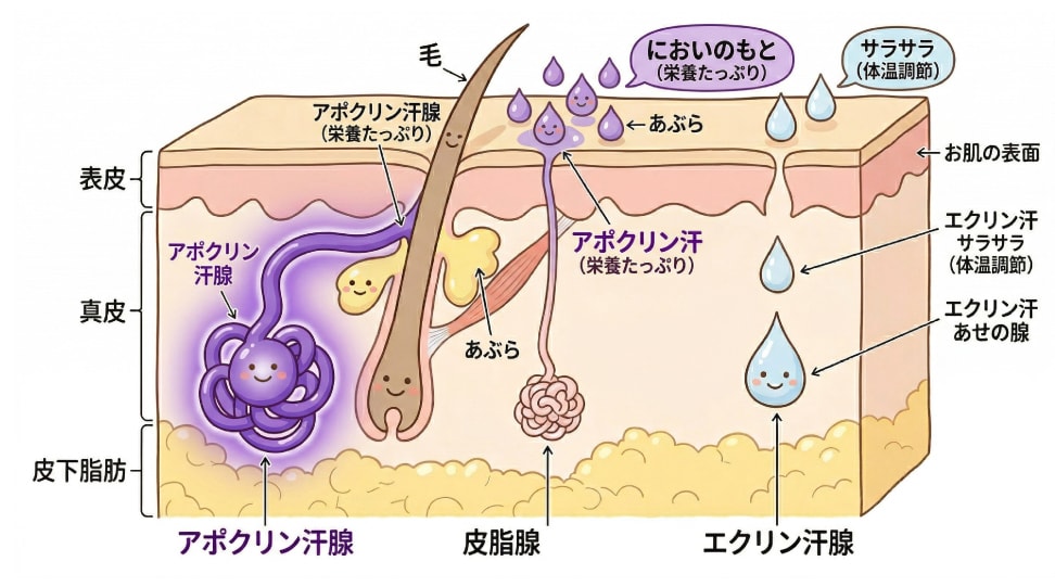 特有のにおいは「アポクリン汗腺」から