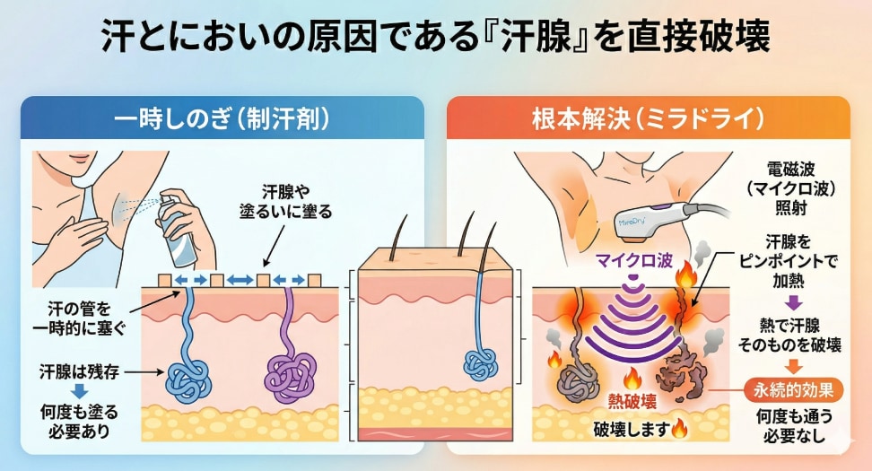 原因である「汗腺」を直接破壊