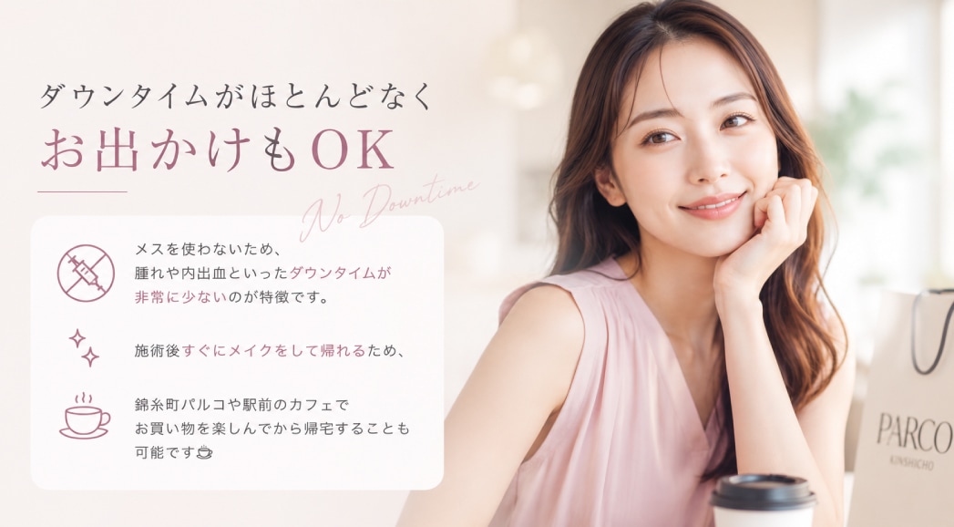 ダウンタイムがほとんどなくお出かけもOK