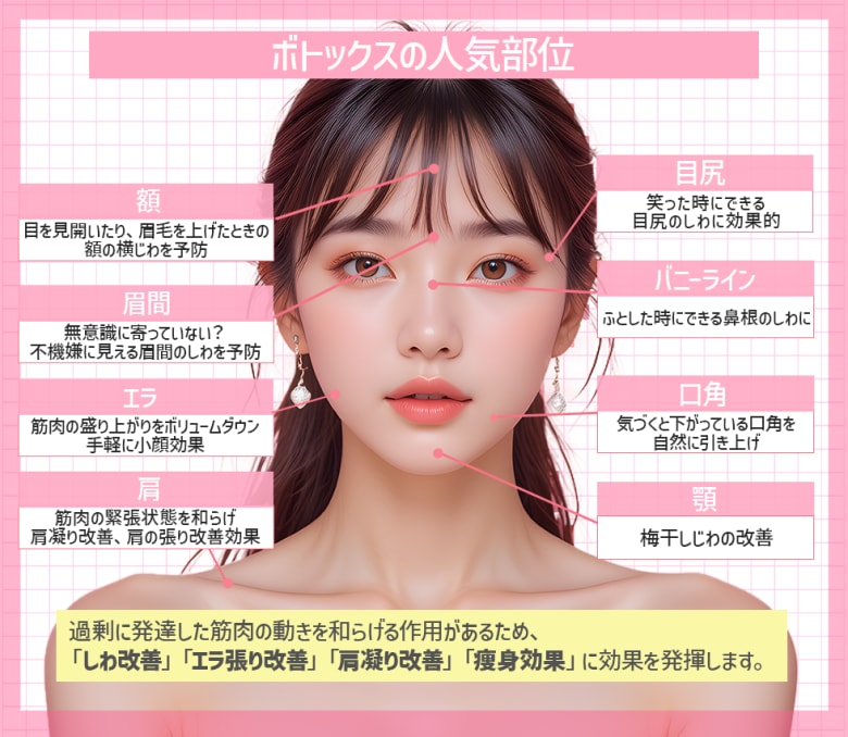 ボトックスの人気部位はこちら