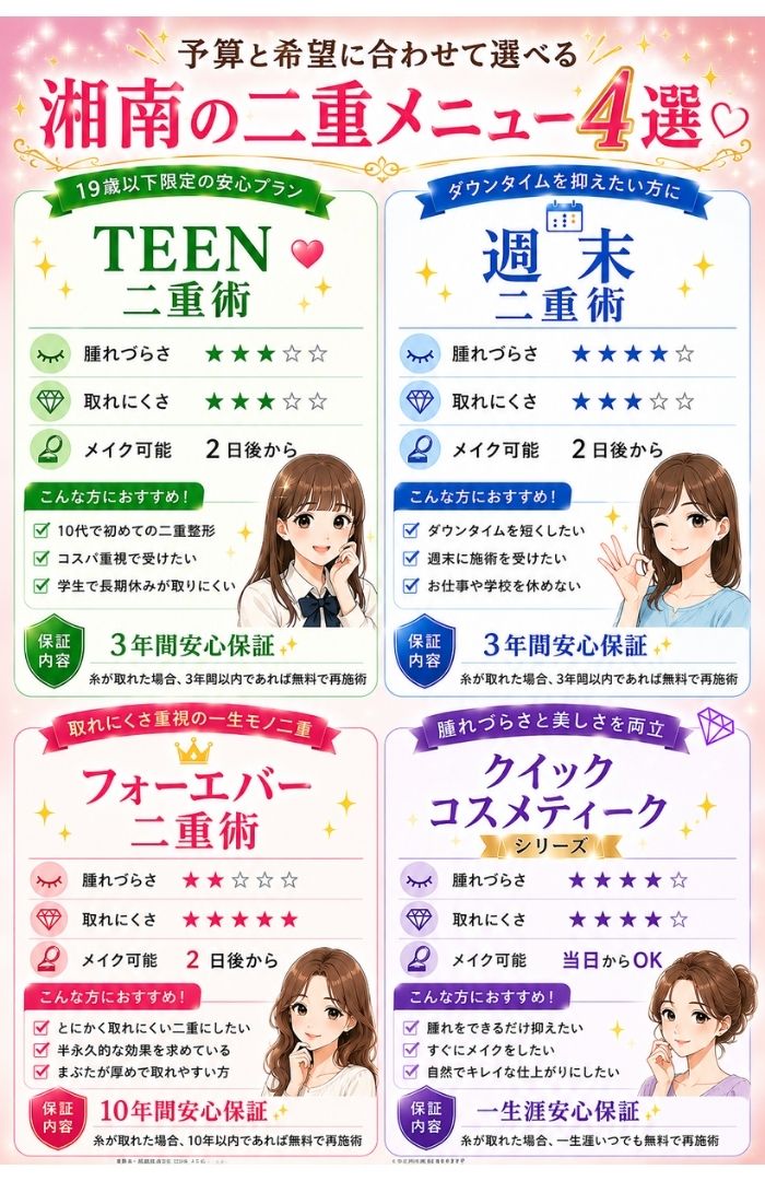 予算や希望に合わせて選べる豊富なメニュー<br />
