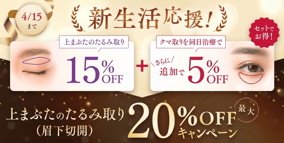 【最大20%OFF】クマ取り併用でさらにお得！眉下リフトで目元の若返り