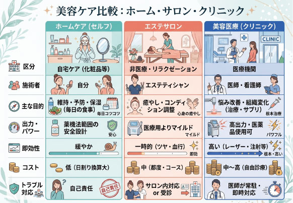 目的・効果の深さ・役割が異なります