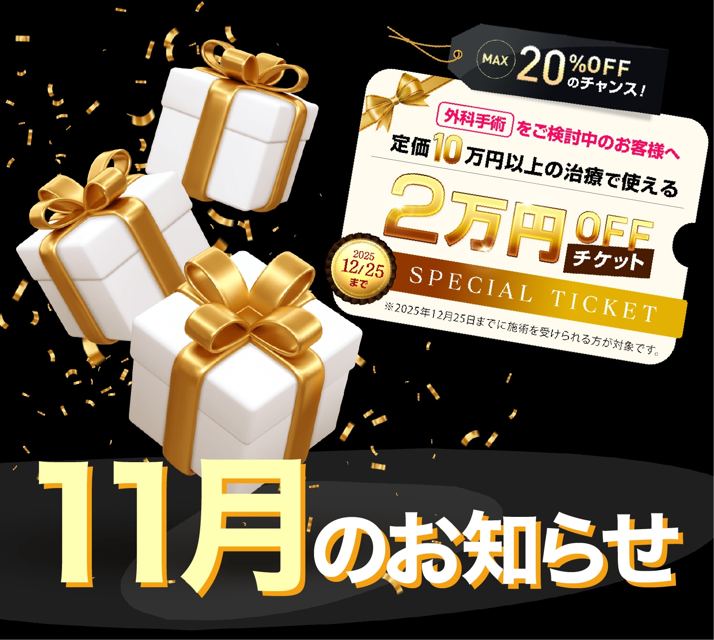 【11月のお知らせ】2万円OFFチケットや秋の大特価キャンペーンなど11月はお得情報盛りだくさん✨