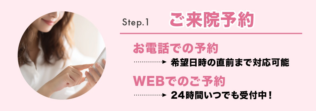【STEP1】来院予約<br />
